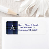 青と黒の格子縞アクセントカスタム住所 シール (インサイチュ)