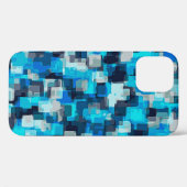 青と黒の正方形パターン抽象芸術背景 Case-Mate iPhoneケース (裏面 (横))