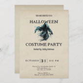 青と黒の死神ヴィンテージハロウィーン 招待状 (正面/裏面)