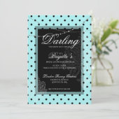 青と黒の水玉模様の招待状 招待状 (スタンド正面)