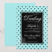 青と黒の水玉模様の招待状 招待状 (正面/裏面)