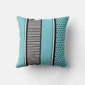 青と黒の水玉模様線抽象芸術 クッション (裏面)