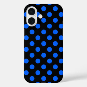 青と黒の水玉模様 iPhone 16ケース