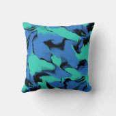 青と黒の波状デザイン クッション (裏面)