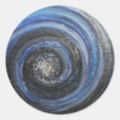 青と黒の渦巻き抽象芸術クリスチャンのシール ラウンドシール (正面)