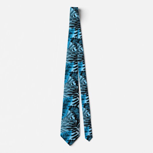 青と黒の熱帯パターン。 ネクタイ (正面)