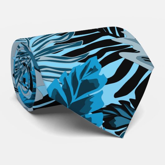 青と黒の熱帯パターン。 ネクタイ (ロール)