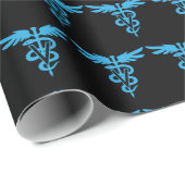 青と黒の獣医カドゥセウスのパターン ラッピングペーパー (ロールコーナー)