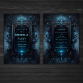 青と黒の神秘的なウィッチー・ゴシック誕生日 招待状