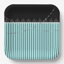 青と黒の紙ストライププレート ペーパープレート