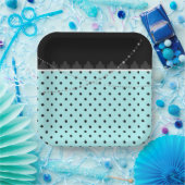 青と黒の紙ストライププレート ペーパープレート (パーティー)