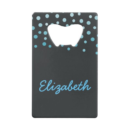 青と黒の紙吹雪 クレジットカード栓抜き (正面)