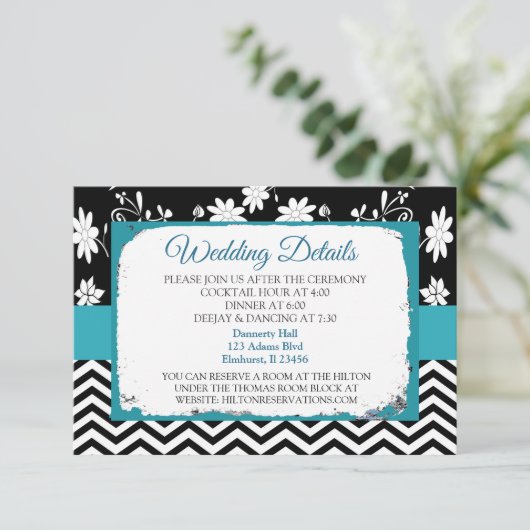 青と黒の結婚詳細カード エンクロージャーカード (スタンド正面)