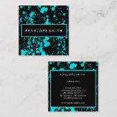 青と黒の絵を描（ばちゃばちゃ）跳ねる美しいメイクアップアーティスト スクエア名刺 (正面/裏面)