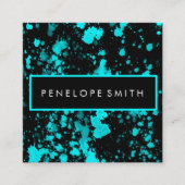 青と黒の絵を描（ばちゃばちゃ）跳ねる美しいメイクアップアーティスト スクエア名刺 (正面)