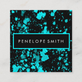 青と黒の絵を描（ばちゃばちゃ）跳ねる美しいメイクアップアーティスト スクエア名刺