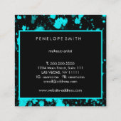 青と黒の絵を描（ばちゃばちゃ）跳ねる美しいメイクアップアーティスト スクエア名刺 (裏面)