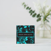 青と黒の絵を描（ばちゃばちゃ）跳ねる美しいメイクアップアーティスト スクエア名刺 (スタンド正面)