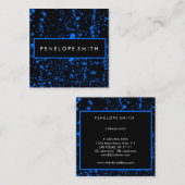 青と黒の絵を描(ばちゃばちゃ)跳ねる美しい スクエア名刺 (正面/裏面)