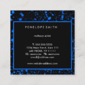 青と黒の絵を描(ばちゃばちゃ)跳ねる美しい スクエア名刺 (裏面)