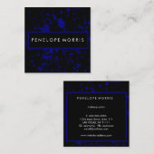 青と黒の絵を描(ばちゃばちゃ)跳ねる美しい スクエア名刺 (正面/裏面)