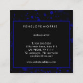 青と黒の絵を描(ばちゃばちゃ)跳ねる美しい スクエア名刺 (裏面)