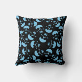 青と黒の繰り返しモチーフ |スカルパターン クッション (裏面)