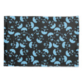 青と黒の繰り返しモチーフ |スカルパターン 枕カバー (裏面)