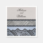 青と黒の美しい スタンダードカクテルナプキン (正面)