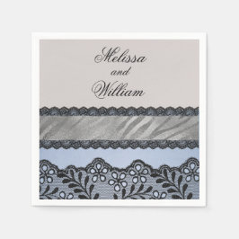 青と黒の美しい スタンダードカクテルナプキン