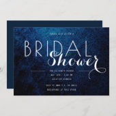 青と黒の背景ホワイト文字ブライダルシャワー 招待状 (正面/裏面)