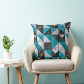 青と黒の色調の怠惰なパッチワーク クッション (椅子)