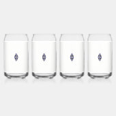 青と黒の花のデザイン ガラス缶 (正面)