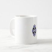 青と黒の花のデザイン コーヒーマグカップ (正面左)