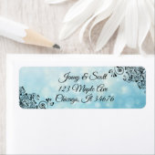 青と黒の装飾差出人住所ラベル ラベル (インサイチュ)