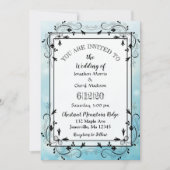 青と黒の装飾木の結婚式招待状 招待状 (正面)