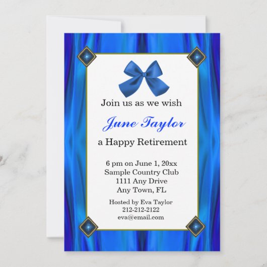 青と黒の退職パーティの招待状 招待状 (正面)