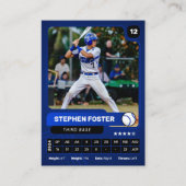 青と黒の野球選手のトレーディングフォトカード コーリングカード (正面)