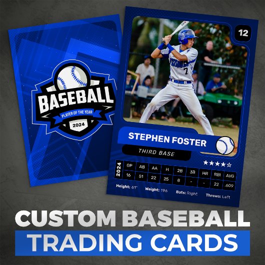 青と黒の野球選手のトレーディングフォトカード コーリングカード