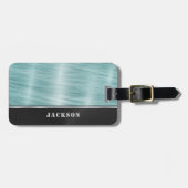 青と黒の金属 ラゲッジタグ (正面横)