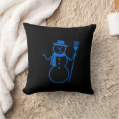 青と黒の雪だるまとHAPPY HOLLIDAY クッション (ブランケット)