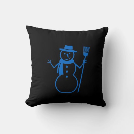 青と黒の雪だるまとHAPPY HOLLIDAY クッション (正面)