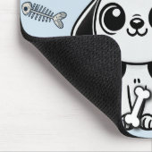 青と黒の魚の骨の子犬 かわいいオフィス マウスパッド (コーナー)