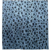 青と黒の魚プリント シャワーカーテン (正面)