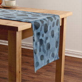 青と黒の魚プリント ショートテーブルランナー