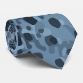 青と黒の魚プリント ネクタイ (ロール)