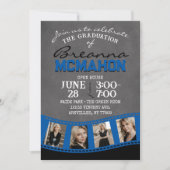 青と黒の黒板フォトフィルムストリップグラード 招待状 (正面)