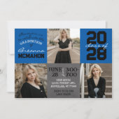 青と黒の黒板3写真卒業 招待状 (正面)