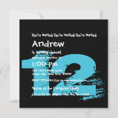 青と黒の11歳の誕生パーティー12歳V08 招待状 (裏面)