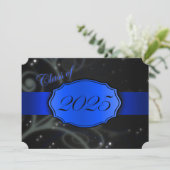 青と黒の2025年卒業式 招待状 (スタンド正面)